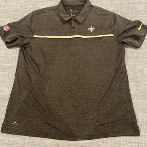 Nike Dri Fit NFL New Orleans Saints Polo Shirt Mens XL On Field Black Gold